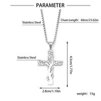 201 Stainless Steel Hip-Hop Hollow Out Human Cross Tree Pendant Necklace main image 2