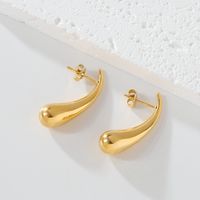 1 Pair Simple Style Classic Style Water Droplets Plating 304 Stainless Steel 18K Gold Plated Ear Studs main image 6