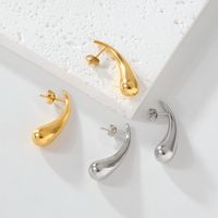 1 Pair Simple Style Classic Style Water Droplets Plating 304 Stainless Steel 18K Gold Plated Ear Studs main image 4