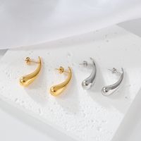 1 Pair Simple Style Classic Style Water Droplets Plating 304 Stainless Steel 18K Gold Plated Ear Studs main image 1