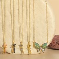 Copper 14K Gold Plated Modern Style Classic Style Commute Inlay Butterfly Zircon Pendant Necklace main image 6
