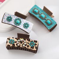 Women's Casual Vacation Classic Style Flower Alloy Inlay Turquoise Glass Hair Claws main image 1