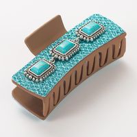 Women's Casual Vacation Classic Style Flower Alloy Inlay Turquoise Glass Hair Claws sku image 1