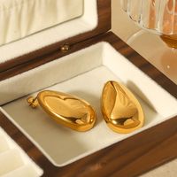 1 Pair Glam Exaggerated Oval Polishing Plating 304 Stainless Steel 18K Gold Plated Ear Studs main image 3