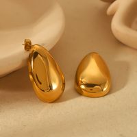 1 Pair Glam Exaggerated Oval Polishing Plating 304 Stainless Steel 18K Gold Plated Ear Studs main image 1