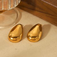 1 Pair Glam Exaggerated Oval Polishing Plating 304 Stainless Steel 18K Gold Plated Ear Studs main image 2