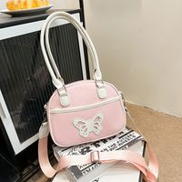 Women's Medium Pu Leather Butterfly Classic Style Sewing Thread Zipper Crossbody Bag main image 5