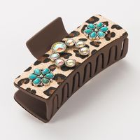 Women's Casual Vacation Classic Style Flower Alloy Inlay Turquoise Glass Hair Claws sku image 3