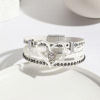 Basic Modern Style Classic Style Heart Shape Pu Leather Inlay Rhinestones Women's Bracelets main image 6