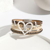 Basic Modern Style Classic Style Heart Shape Pu Leather Inlay Rhinestones Women's Bracelets main image 5