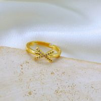 Copper Gold Plated Basic Classic Style Commute Plating Inlay Letter Zircon Open Rings main image 4