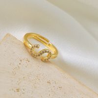Copper Gold Plated Basic Classic Style Commute Plating Inlay Letter Zircon Open Rings main image 9
