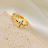 Copper Gold Plated Basic Classic Style Commute Plating Inlay Letter Zircon Open Rings sku image 19