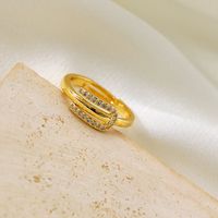 Copper Gold Plated Basic Classic Style Commute Plating Inlay Letter Zircon Open Rings main image 7