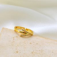 Copper Gold Plated Basic Classic Style Commute Plating Inlay Letter Zircon Open Rings main image 3