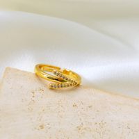 Copper Gold Plated Basic Classic Style Commute Plating Inlay Letter Zircon Open Rings sku image 21