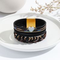 Ethnic Style Classic Style Heart Shape Pu Leather Inlay Rhinestones Women's Bracelets main image 1