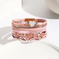 Ethnic Style Classic Style Heart Shape Pu Leather Inlay Rhinestones Women's Bracelets main image 4