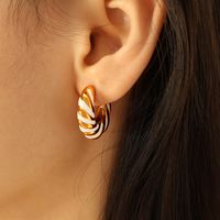 1 Pair Sweet Simple Style Color Block Patchwork Plating 304 Stainless Steel 18K Gold Plated Ear Studs main image 3