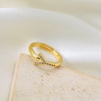 Copper Gold Plated Basic Classic Style Commute Plating Inlay Letter Zircon Open Rings main image 6