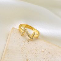 Copper Gold Plated Basic Classic Style Commute Plating Inlay Letter Zircon Open Rings main image 5