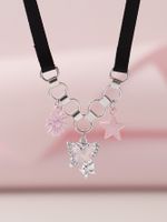 Wholesale Jewelry Modern Style Classic Style Cool Style Cross Sun Bow Knot Synthetic Resin Synthetic Fibre Alloy Rhinestones Inlay Pendant Necklace sku image 4