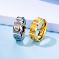Simple Style Round 304 Stainless Steel Inlay Rhinestones 18K Gold Plated Unisex Rings main image 1