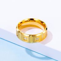Simple Style Round 304 Stainless Steel Inlay Rhinestones 18K Gold Plated Unisex Rings main image 4