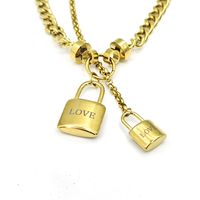 201 Stainless Steel 304 Stainless Steel Exaggerated Modern Style Letter Lock Double Layer Necklaces main image 6