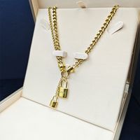 201 Stainless Steel 304 Stainless Steel Exaggerated Modern Style Letter Lock Double Layer Necklaces main image 4