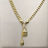 201 Stainless Steel 304 Stainless Steel Exaggerated Modern Style Letter Lock Double Layer Necklaces sku image 1