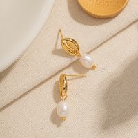 1 Pair IG Style Shell Pearl 304 Stainless Steel 18K Gold Plated Drop Earrings main image 5