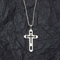 201 Stainless Steel Hip-Hop Hollow Out Human Cross Tree Pendant Necklace sku image 1