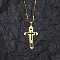 201 Stainless Steel Hip-Hop Hollow Out Human Cross Tree Pendant Necklace sku image 6