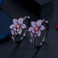 1 Pair Vintage Style Classic Style Geometric Flower Inlay Copper Zircon Earrings main image 3