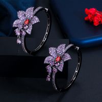 1 Pair Vintage Style Classic Style Geometric Flower Inlay Copper Zircon Earrings main image 5