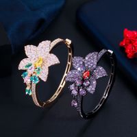 1 Pair Vintage Style Classic Style Geometric Flower Inlay Copper Zircon Earrings main image 6