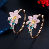 1 Pair Vintage Style Classic Style Geometric Flower Inlay Copper Zircon Earrings sku image 1