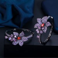 1 Pair Vintage Style Classic Style Geometric Flower Inlay Copper Zircon Earrings main image 4