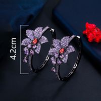1 Pair Vintage Style Classic Style Geometric Flower Inlay Copper Zircon Earrings main image 2