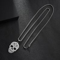 201 Stainless Steel Hip-Hop Hollow Out Round Life Tree Skull Pendant Necklace main image 3