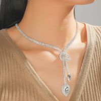 Wholesale Korean Geometric Crystal Necklace Earring Two-piece Set Nihaojewelry sku image 4