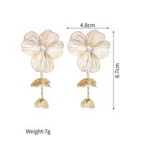 1 Piece Sweet Flower Mesh Inlay 304 Stainless Steel Pearl 18K Gold Plated Drop Earrings main image 2