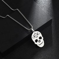201 Stainless Steel Hip-Hop Hollow Out Round Life Tree Skull Pendant Necklace sku image 1