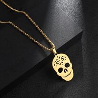 201 Stainless Steel Hip-Hop Hollow Out Round Life Tree Skull Pendant Necklace sku image 6