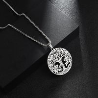 201 Stainless Steel Hip-Hop Hollow Out Round Life Tree Skull Pendant Necklace sku image 5