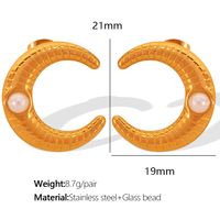 1 Pair Vintage Style Moon Plating Inlay Titanium Steel Glass Stone 18K Gold Plated Ear Studs main image 7