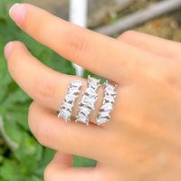 Copper Silver Plated French Style Shiny Inlay Solid Color Zircon Open Rings main image 1