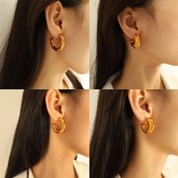 1 Pair Vintage Style Simple Style C Shape Circle Plating Titanium Steel 18K Gold Plated Ear Studs main image 5