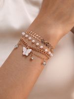 Casual Beach Simple Style Butterfly Alloy Pearl Inlay Rhinestones Women's Bracelets sku image 1